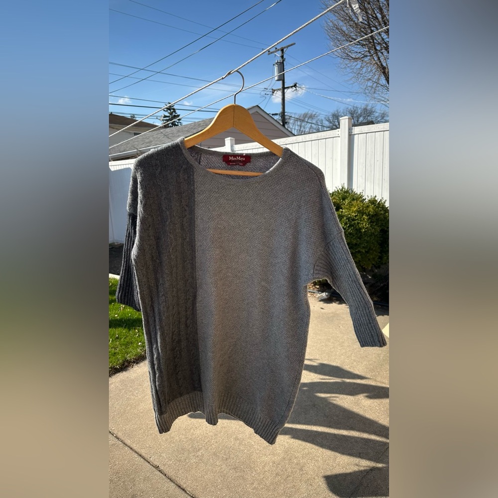 MaxMara Two-toned Gray Cable-Panel Sweater